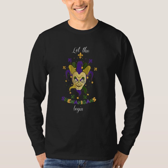 Camiseta Mardi Gras Costume Let The Shenanigans Begin Mask_ (Anverso)