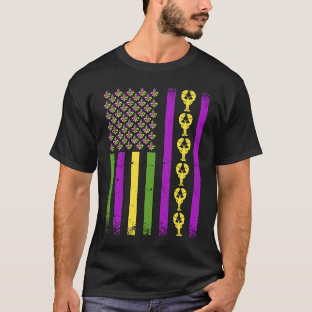 Camiseta Mardi Gras Crawfish Flag For Men Mardi Gras Outfit (Anverso)