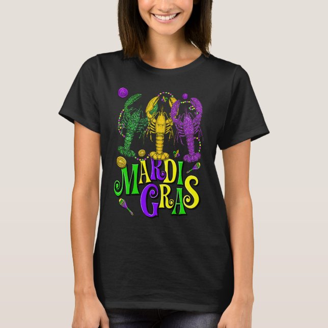 Camiseta Mardi Gras Crawfish Jester Beads  Mardi Gras Party (Anverso)
