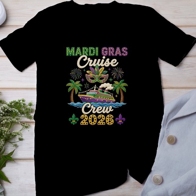 Camiseta Mardi Gras Cruise Crew 2026, Faux Yarn Mardi Gras (Subido por el creador)