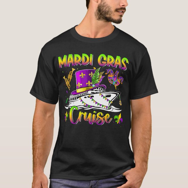 Camiseta Mardi Gras Cruise Crew Cruising Mask Festival Par (Anverso)