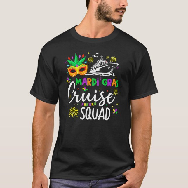 Camiseta Mardi Gras Cruise Funny Cruising Mask Cruise Ship  (Anverso)