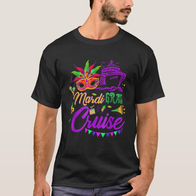 Camiseta Mardi Gras Cruise Mask Cruise Ship Fiesta (Anverso)