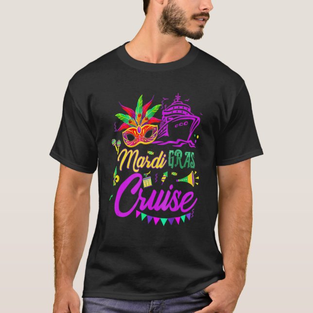 Camiseta Mardi Gras Cruise Mask Cruise Ship Fiesta (Anverso)