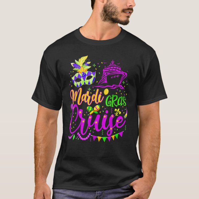 Camiseta Mardi Gras Cruise Mask Cruise Ship Fiesta (Anverso)