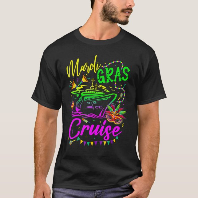 Camiseta Mardi Gras Cruise Mask Cruise Ship Fiesta (Anverso)