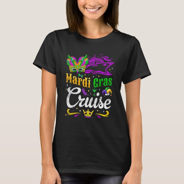 Camiseta Mardi Gras Cruise Mask Cruise Ship Fiesta (Anverso)