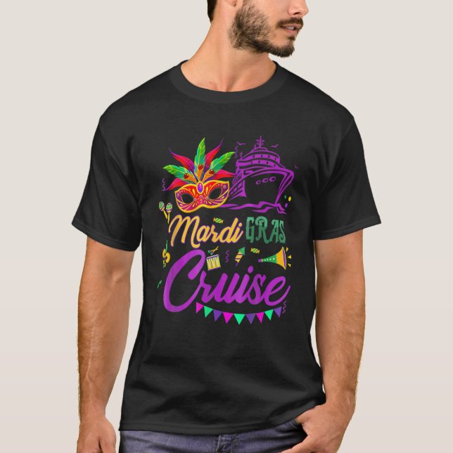 Camiseta Mardi Gras Cruise Mask Cruise Ship Fiesta (Anverso)