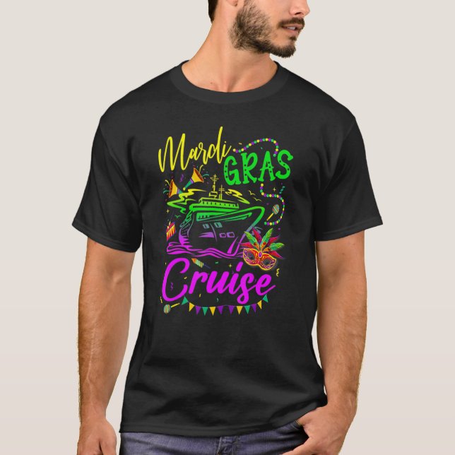Camiseta Mardi Gras Cruise Mask Cruise Ship Fiesta (Anverso)