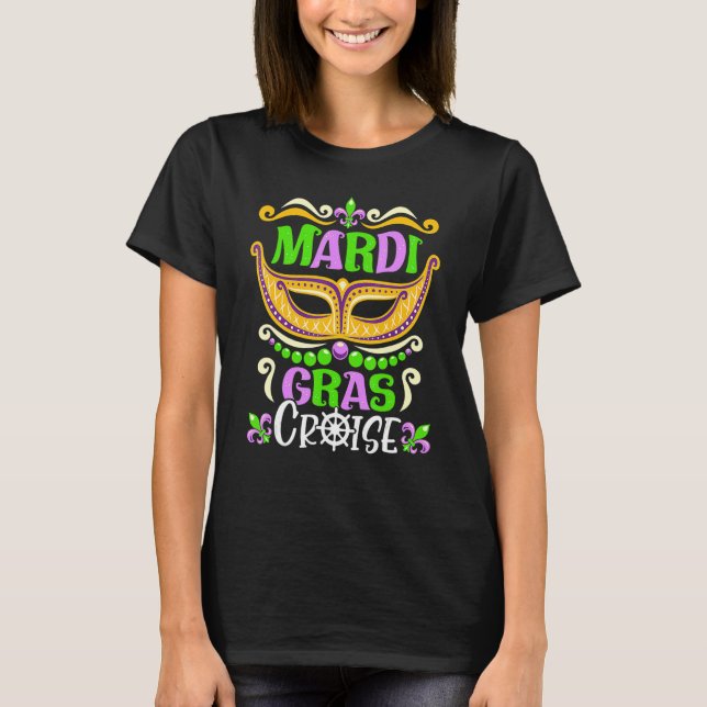 Camiseta Mardi Gras Cruise Mask Matching Group Family Vacat (Anverso)
