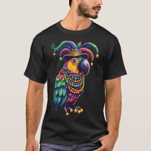 Camiseta Mardi Gras Cute Parrot Máscara Traje de vestuario 