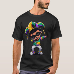 Camiseta Mardi Gras Dabbing Boy Black Funny Set Jester H