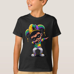 Camiseta Mardi Gras Dabbing Boy Black Funny Set Jester H