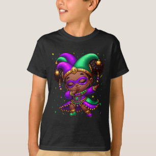 Camiseta Mardi Gras Dabbing Cute Chica negra jester Gorra m