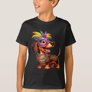 Camiseta Mardi Gras Dachshund Con El Vestido De Mardi Gras