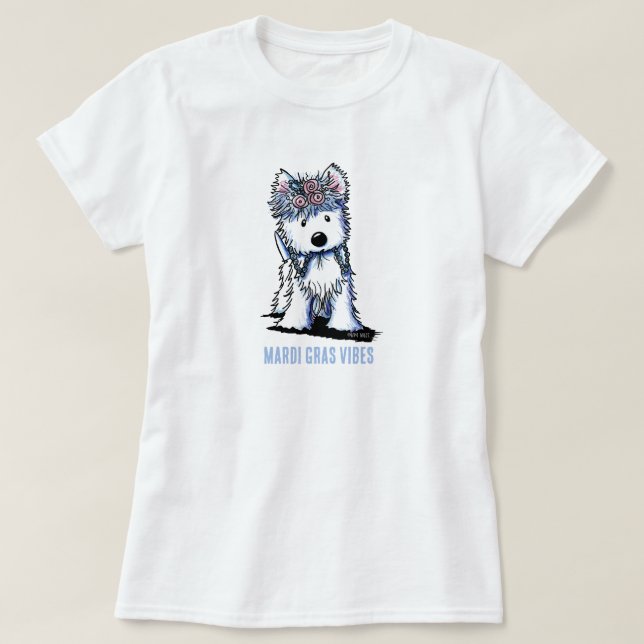 Camiseta Mardi Gras de perro Westie (Diseño del anverso)