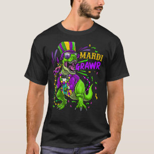 Camiseta Mardi Gras Dinosaur T Rex Funny Mardi Grawr Boys K