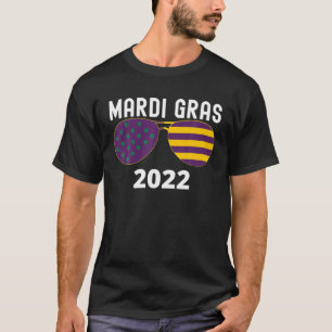 Camiseta Mardi Gras divertida, gafas de sol aviador