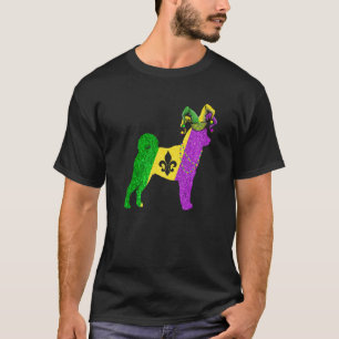 Camiseta Mardi Gras divertida Shiba Inu Perro Mardi Gras Go