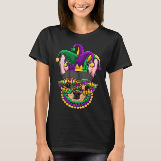 Camiseta Mardi Gras Dog Apparel Chihuahua Mom Dad (Anverso)