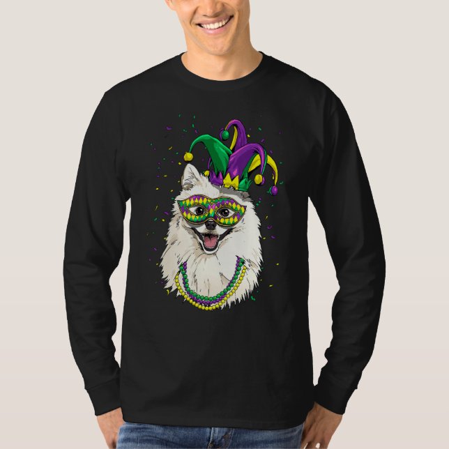 Camiseta Mardi Gras Dog Carnival American Eskimo Jester Pet (Anverso)