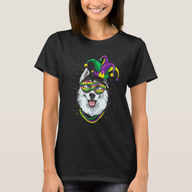Camiseta Mardi Gras Dog Carnival Siberian Husky Jester Husk (Anverso)