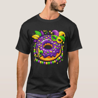 Camiseta Mardi Gras Donut Lover Mask Beads Pastry Kid Women