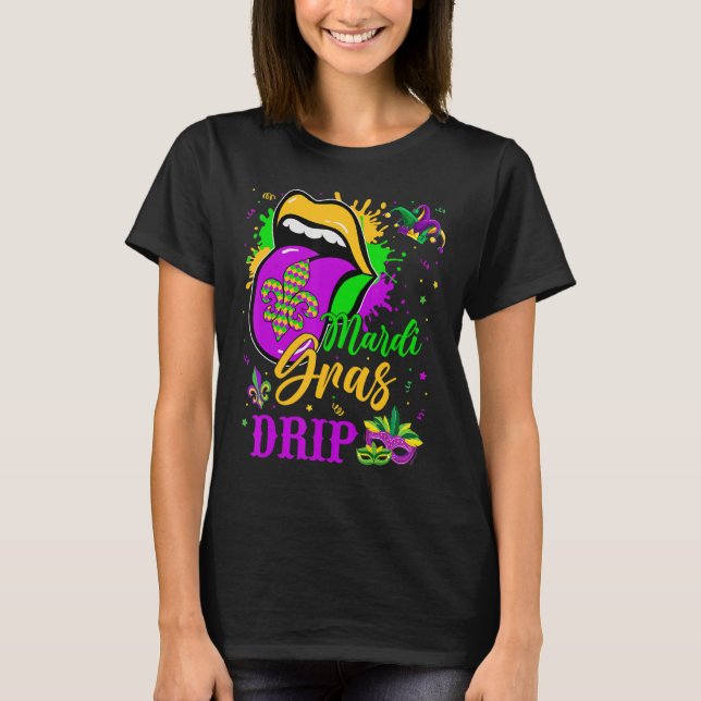 Camiseta Mardi Gras Drip New Orleans Louisiana Parade Costu (Anverso)