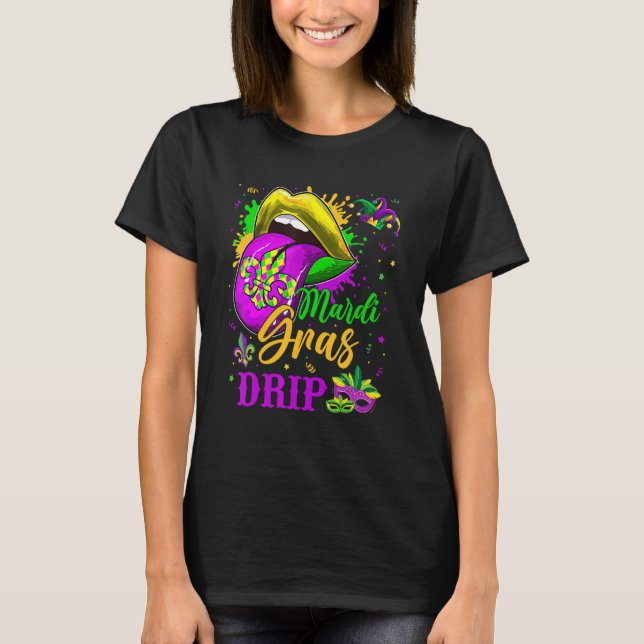 Camiseta Mardi Gras Drip New Orleans Louisiana Parade Costu (Anverso)