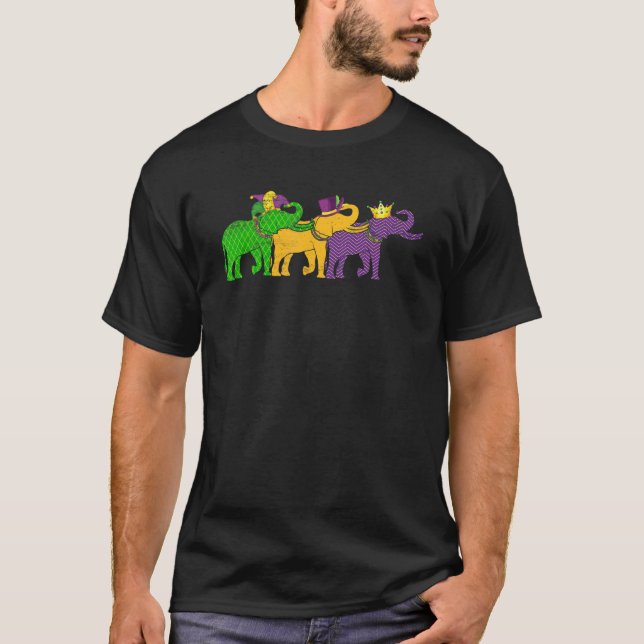 Camiseta Mardi Gras Elephant Beads Festival de animales Jes (Anverso)