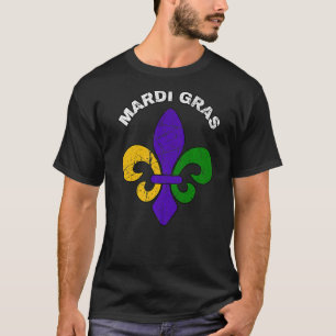 Camiseta Mardi Gras Fat Tuesday Fleur De Lis Carnival Distr