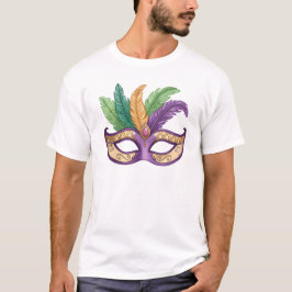 Camiseta Mardi Gras Feather Mask Illustration
