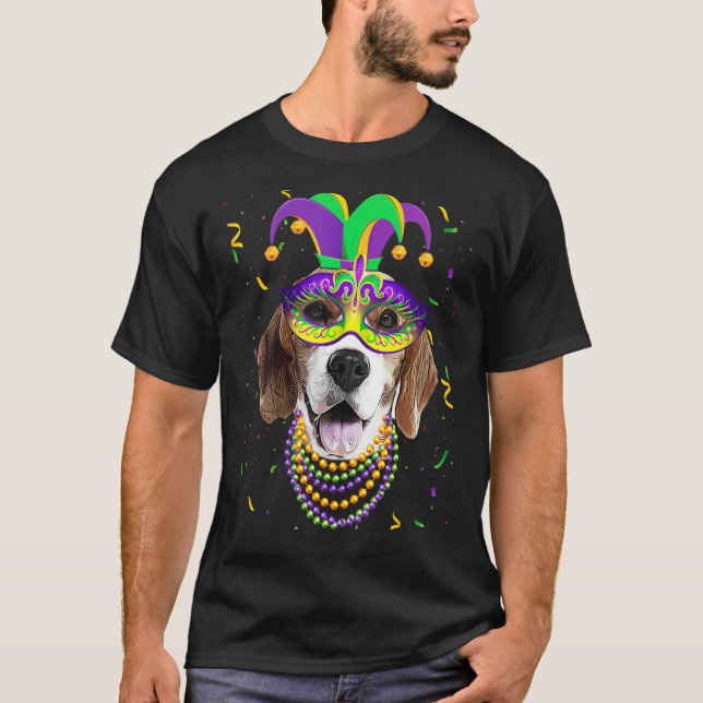 Camiseta Mardi Gras Festival Cute Beagle Dog Mardi Gras (Anverso)