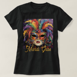 Camiseta Mardi Gras Fiesta T-shirt Mask Beads