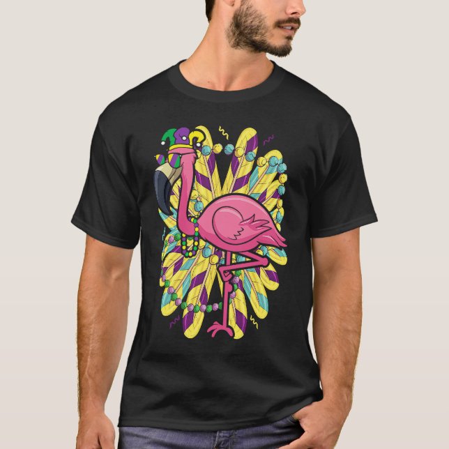 Camiseta Mardi Gras flamingo jester hat Carnival Party (Anverso)