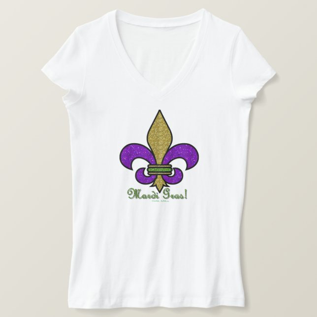 Camiseta Mardi Gras Fleur De Lis (Anverso del diseño)