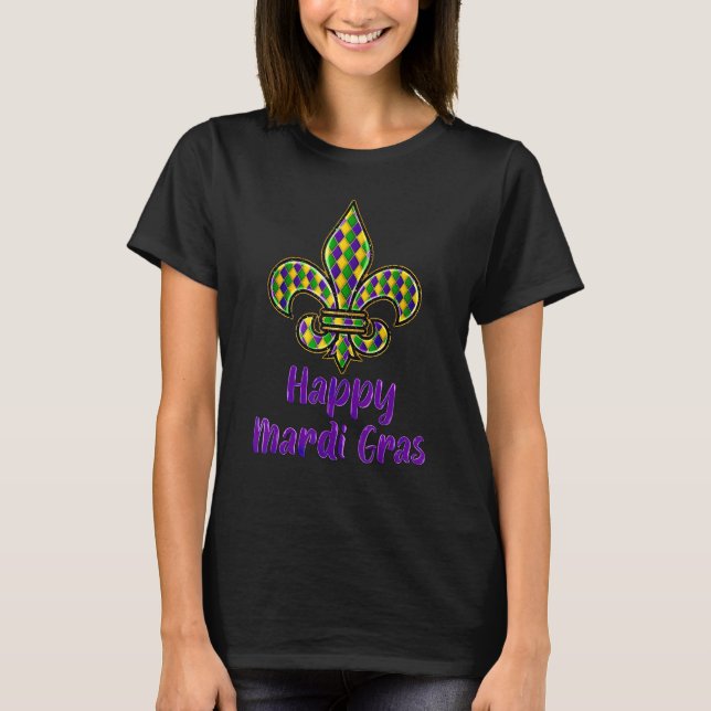 Camiseta Mardi Gras Fleur De Lis Costume Shirt Carnaval Par (Anverso)