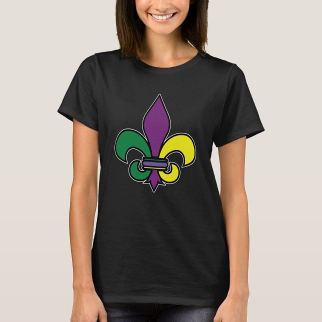 Camiseta Mardi Gras Fleur De Lis Crown Carnival Costume (Anverso)