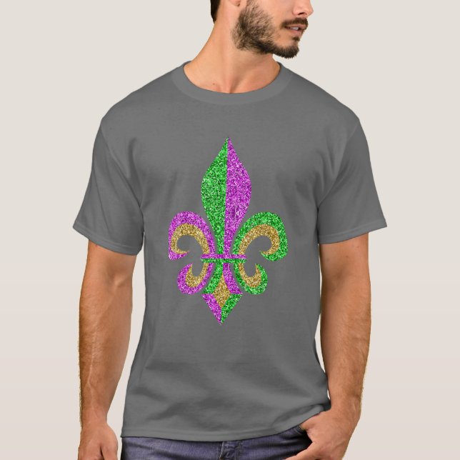 Camiseta Mardi Gras Fleur De Lis Glitter Carnival Jester Me (Anverso)