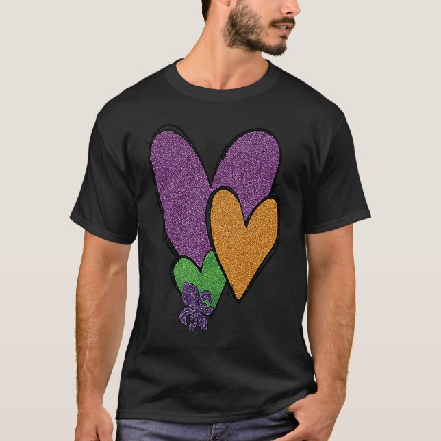 Camiseta Mardi Gras Fleur De Lis Heart Fat Tuesday Mardi Gr (Anverso)