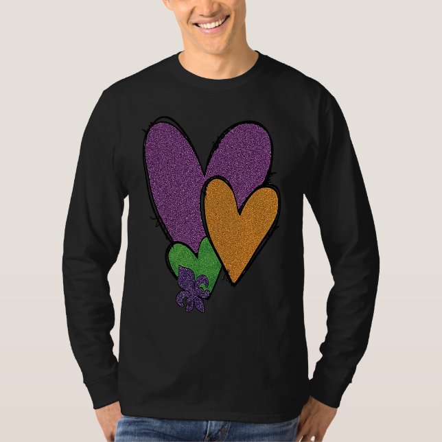 Camiseta Mardi Gras Fleur De Lis Heart Fat Tuesday Mardi Gr (Anverso)