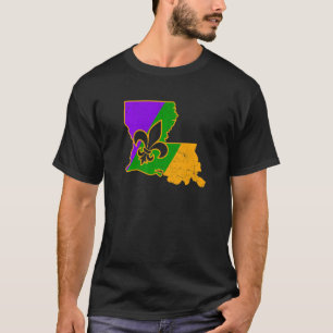 Camiseta Mardi Gras Fleur De Lis Louisiana Mapa Nueva Orlea