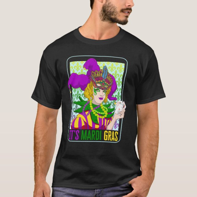 Camiseta Mardi Gras Fleur De Lis Mardi Gras Carnival Jester (Anverso)