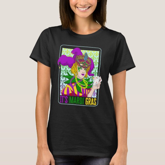 Camiseta Mardi Gras Fleur De Lis Mardi Gras Carnival Jester (Anverso)