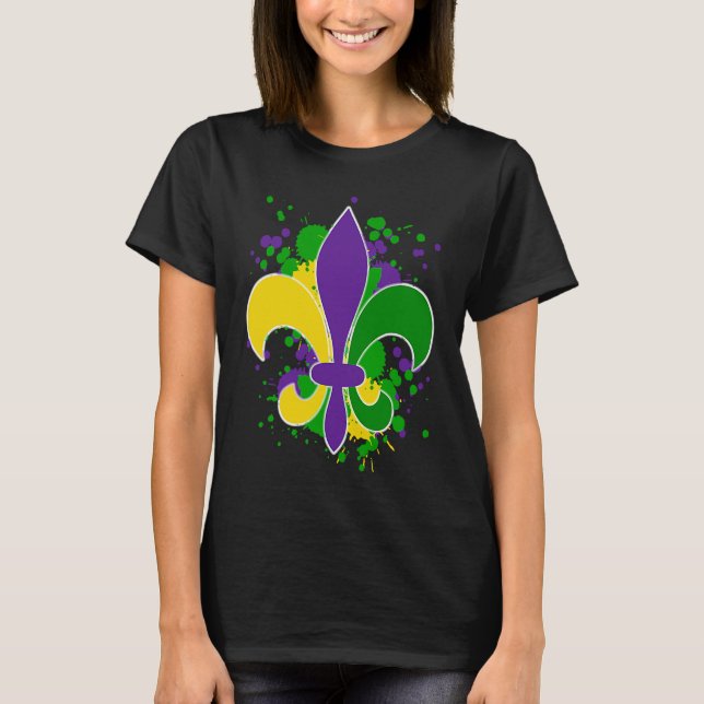Camiseta Mardi Gras Fleur De Lis Paint Splatter for men wom (Anverso)