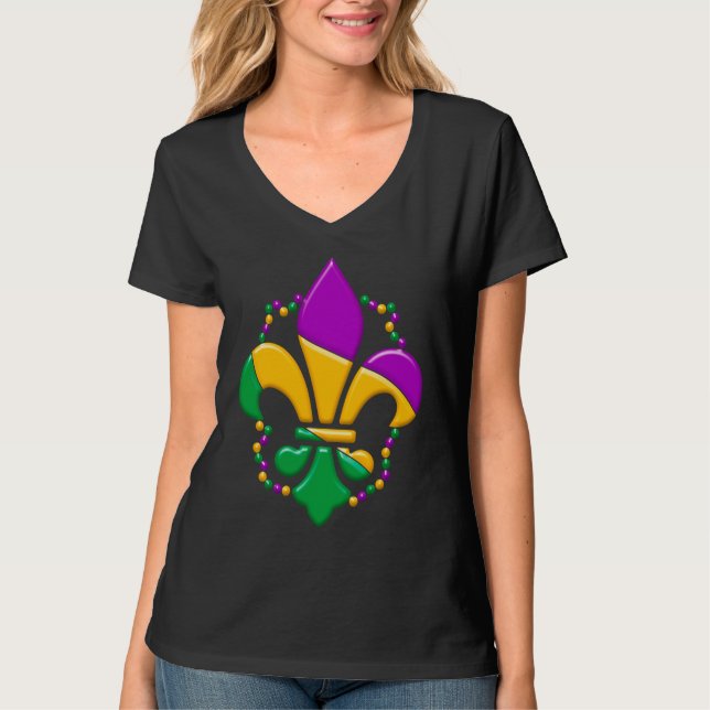 Camiseta Mardi Gras Fleur De Lis Paint Splatter Girl Boy Me (Anverso)
