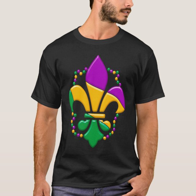 Camiseta Mardi Gras Fleur De Lis Paint Splatter Girl Boy Me (Anverso)