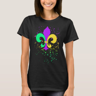 Camiseta Mardi Gras Fleur De Lis Paint Splatter NOLA