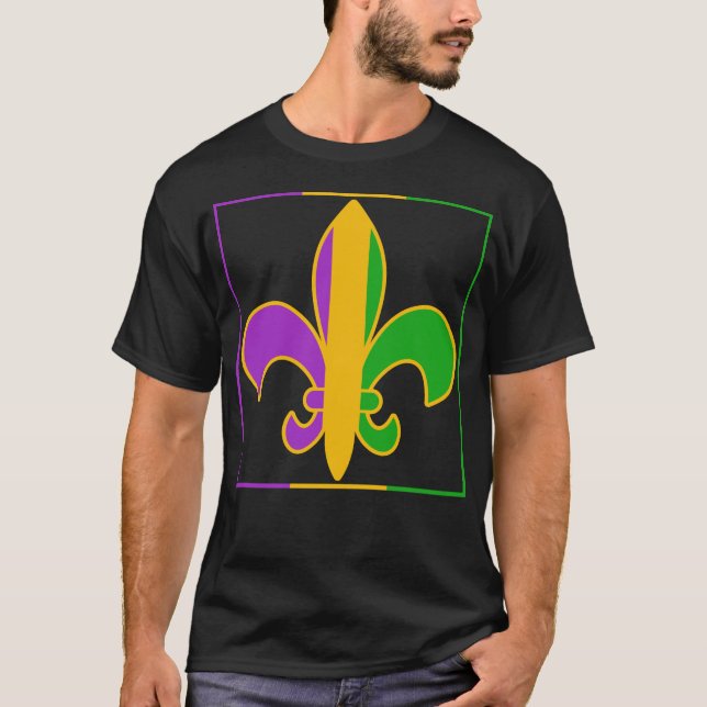 Camiseta Mardi Gras Fleur De Lis Shirt, divertida Mardi Gra (Anverso)