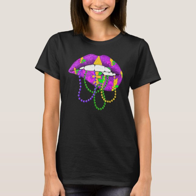 Camiseta Mardi Gras Fleur De Lys Lips Costume Mardi Gras Ca (Anverso)